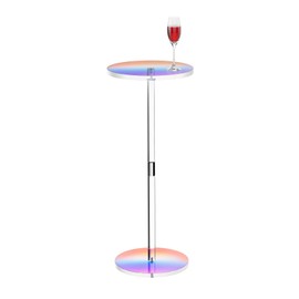 HuiDao Acrylic Side Table, Iridescent Drink Table for Small Spaces, 10" L x 10" W x 21.3" H, Round End Table for Living Room, Bedroom, Office, Easy Assembly