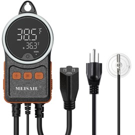 Temperature Controller for aquaculture, Aquariums, Pets, Temperature Controller with Load line overheating Protection, Sensor Dual chip Automatic Calibration, 1200W (MS-60A)