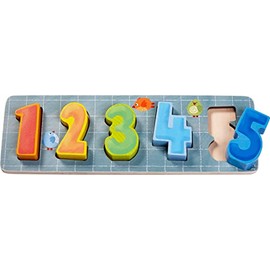 HABA 305405 Wooden Puzzle Count Time! Wooden Puzzle from 1 Year, Made in Germany, Colourful