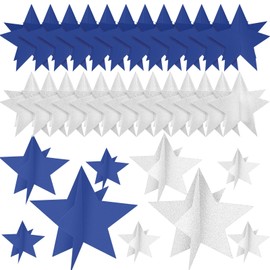 Sinload 45 Pcs Star Centerpieces for Movie Night Party Decorations 3D 2025 Graduation Table Decor 3 Sizes 8" 5" 3" Red Carpet Film Show Theme Birthday Party Back to School Table(Navy Blue)