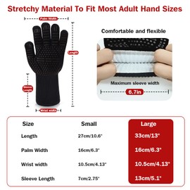 Dakiwin Heat Resistant BBQ Gloves for Men/Women(1472°F), 13inches Silicone Non-Slip Oven Gloves, Grill Gloves Heat Proof, Oven Gloves with Fingers for Kitchen Cooking/Grilling/Barbecuing/Frying Black