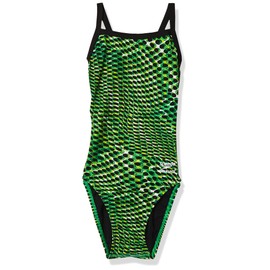 Speedo Traje de baño Switch Endurance+ de una Pieza y Espalda Cruzada, para velocista, para Mujer., Verde, 20