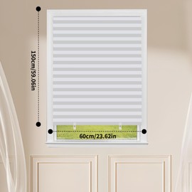 4 Pack Paper Blinds for Windows Stick On, Temporary Blackout Blinds Window No Drill, Stick on Blinds Curtains High Shading Blinds for Home Bedroom Bathroom Windows (White, 60W x 150H cm)