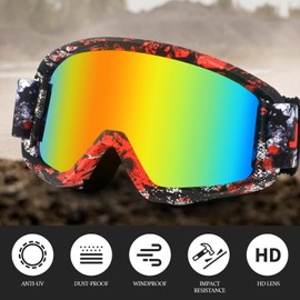 Motorcycle Motocross Goggles Windproof ATV Dirt Bike Riding Ski Anti-Fog Glasses