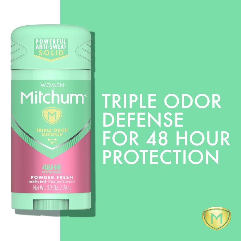 Women's Deodorant by Mitchum, Solid Antiperspirant Deodorant Stick, Powder Fresh,
