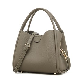 MoreFarther Women's Leather Shoulder Handbags, Top Handle Bucket Bag with Detachable Adjustable Strap for Women, Convertible Crossbody Tote Bags Purse for Work School Travel (Grey)