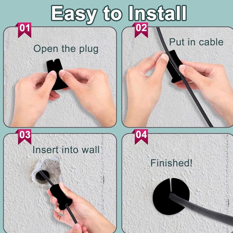 4PCS Cable Grommet Kit for Starlink, 1Inch Rubber Wall Hole