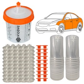 Sagola Disposable Paint Cups – 600ml | Pack of 50 | 190µm Filter | ABS Recyclable Plastic | Compatible with Most Spray Guns | Ideal for Automotive Painters