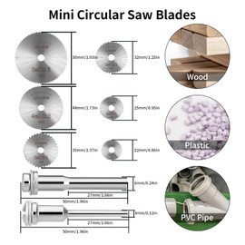 Dremel Accessory Set: 44pcs Diamond Discs, 6pcs HSS Circular Saw Blades, 20pcs Resin Discs, 10pcs Diamond Cutting Wheels with 2 Screwdrivers for Wood, Stone, Metal, PVC