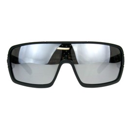 Mens Kush Robotic Shield Color Mirror Plastic Oversize Sunglasses Mirror Grey