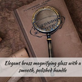 NARRY CRAFT Handheld Magnifying Glass with Brass Handle, Real Glass Lens, Reading Magnifier (Antique) Premium Leather Case