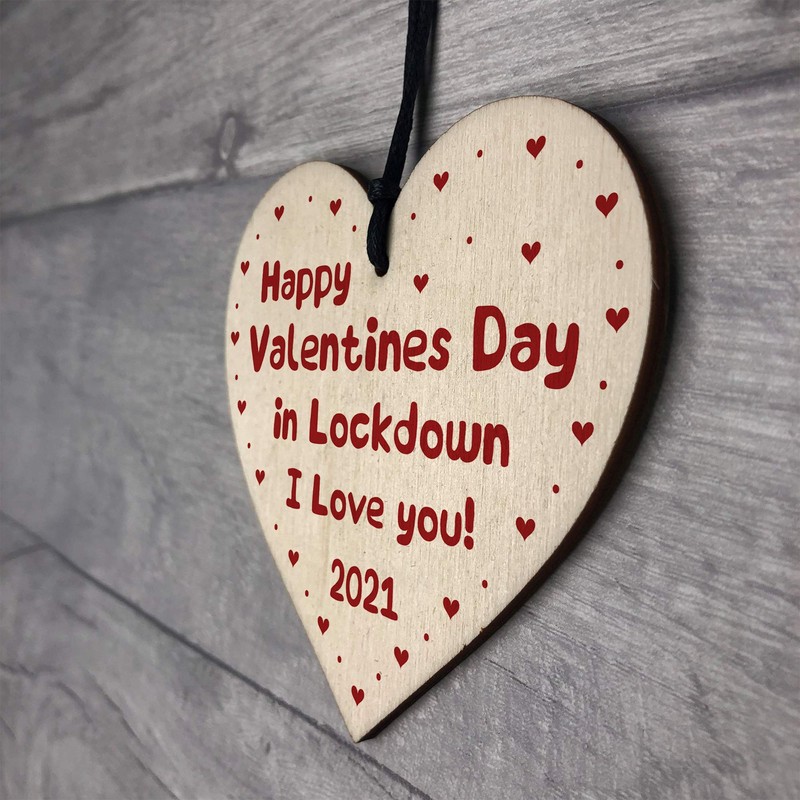 RED OCEAN Happy Valentines Day In Lockdown Gift Wooden Heart