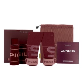 PICSIL - Condor Grips | Magnesium Enhanced Grip | Premium Hand Protection | Ideal for Cross Training, Gym & Calisthenics | Includes Wristbands & Bag | Color Burgundy | Size G