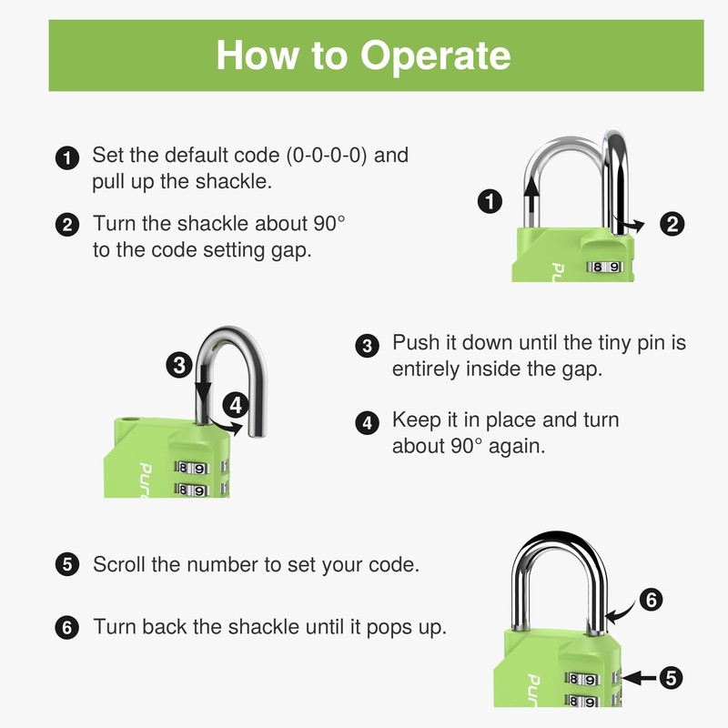 Puroma 2 Pack Combination Lock 4 Digit Locker Lock Outdoor