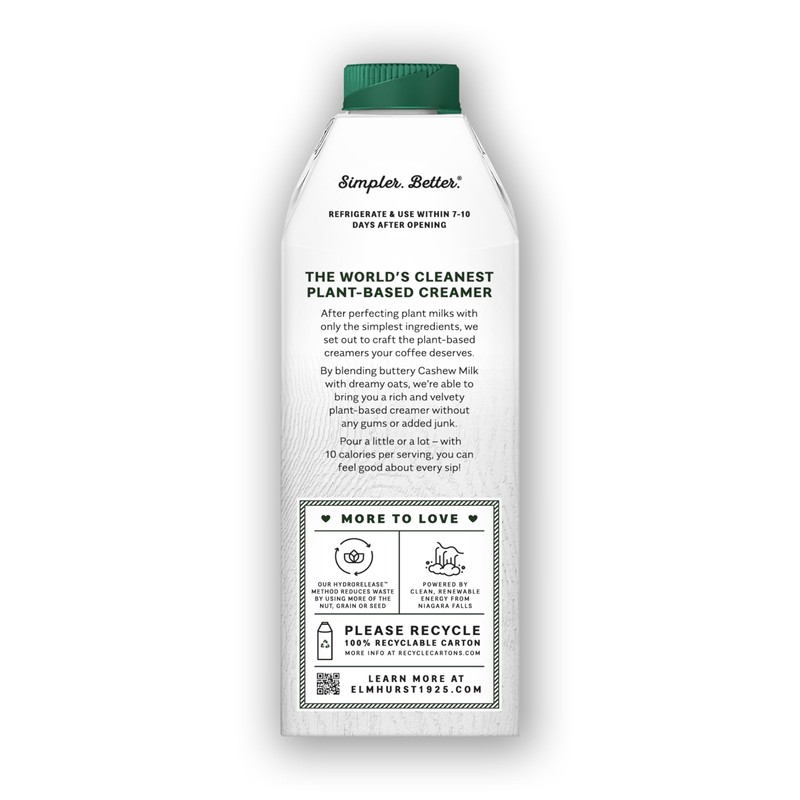 Elmhurst 1925 Unsweetened Cashew Creamer - Dairy-Free, Vegan, Kosher, No