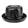 Wovanoo Fedora Porkpie Hats Jazz Gentleman Flat Hat PU Leather