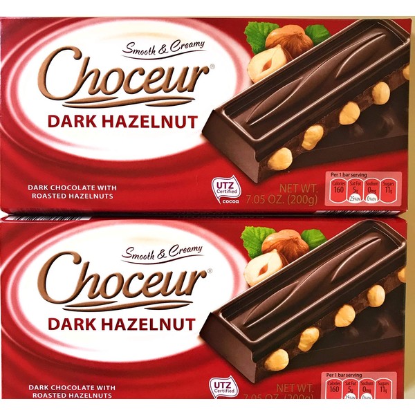 Choceur Dark Chocolate with Roasted Hazelnuts 7.05 oz (Pack of 2)