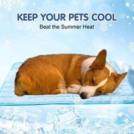 Pawolaf Dog Cooling Mat,Washable Portable Coolings Pad for Pet Dogs & Cats Sleeping Mat for Indoor & Outdoor Use, Keep Cooling for Pets(Blue,27.6" L x 21.7" W)