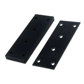 Semetall Flat Brackets 6 Pcs Heavy Duty Flat Straight Brace Bracket Flat Straight Mending Plates Black Straight Corner Brackets with Screws for Furniture Wood Shelves Cabinet(128mmx48mm)