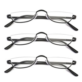 DBEFTLI Half Frame Reading Glasses - Half Moon Readers with Spring Hinge for Women Men 3 Pairs 1.25