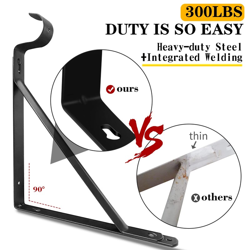 Closet Rod Bracket, Heavy Duty Shelf Bracket with Rod Holder,