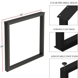 HOMEKAYT Desk Legs Set of 2 Metal Table Legs 28 Inch, Heavy Duty Metal Legs Multiple Uses for Dinning, Kitchen,Office Table(Rectangle Shape, 2pcs)-Black
