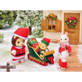 Calico Critters Sylvanian Families Calico Critters Mr. Lion's Winter Sleigh Christmas Set