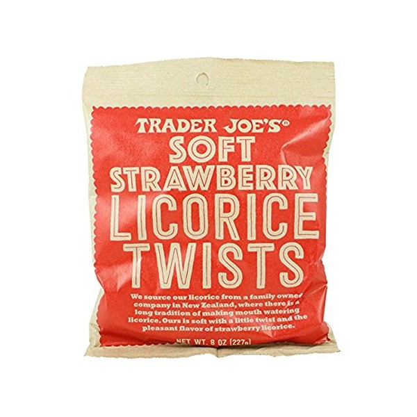 Trader Joe's Soft Licorice Twists 8oz (Strawberry Licorice, 5 Pack)