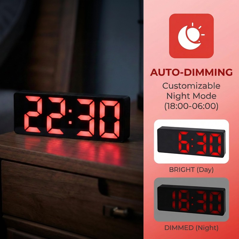 HMETOL Large Digital Alarm Clock Big Numbers for Seniors &