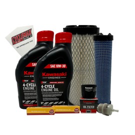 Cyclemax Tune Up Kit SAE 10W-30 with Spark Plugs compatible with Kawasaki compatible with FX651V FX691V FX730V