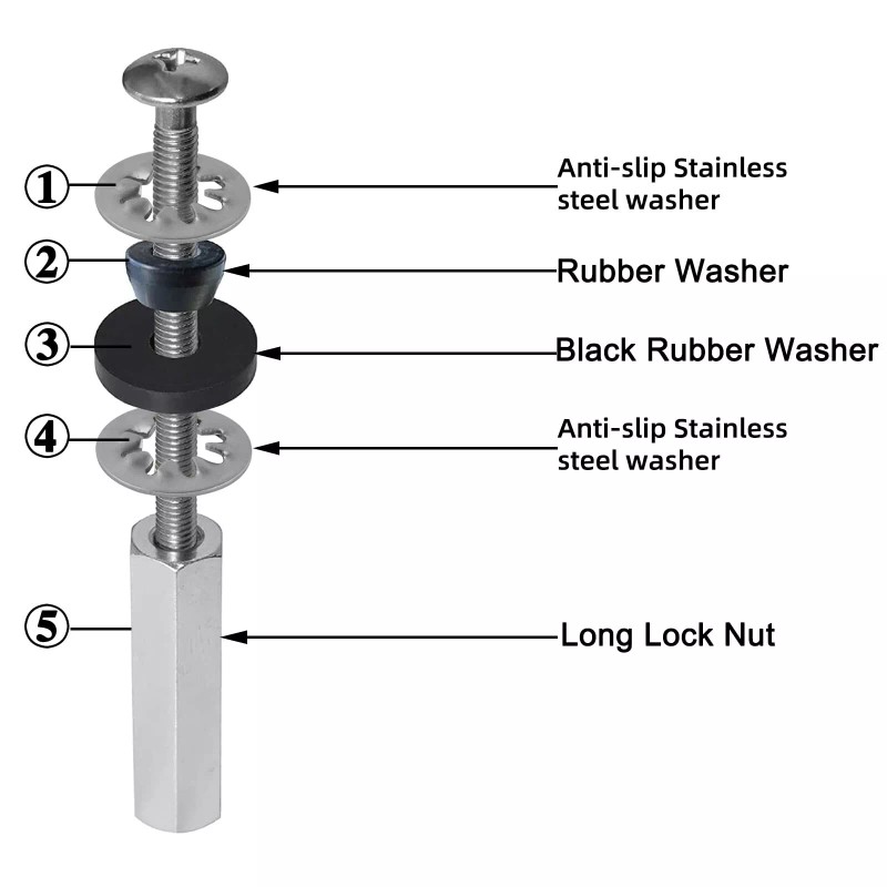 Hibbent 2PCS Toilet Seat Bolts Kit,Universal Stainless Steel Downlock Nuts