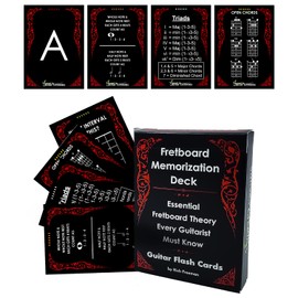 Fretboard Memorization Deck Guitar Flash Cards, Learn Key Signatures, Chord Formulas, Open & Bar Shapes, for Beginners, Intermediate Players & Homeschool Learners, 54-Card Pack