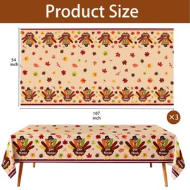 IMISHM Thanksgiving Tablecloth Pack Disposable Plastic Tablecloths for Rectangle Tables Thanksgiving Decorations Turkey Table Cloths for Home
