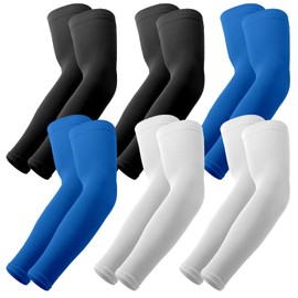 YESLIFE UV Sun Protection Arm Sleeves for Men & Women,UPF 50 Cooling Sports Sleeve, 6 Pairs-2 Black, 2 White, 2 Dark Blue, One Size