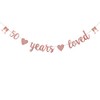 WEIANDBO 50 Years Loved Rose Gold Glitter Banner,Pre-Strung,50th Birthday