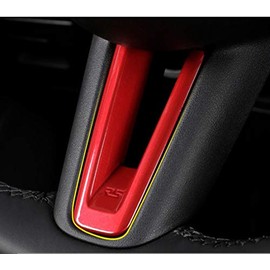 Onami MZD016-4 Axela Steering Panel, Center Ring, 369 O'clock, Mazda 3 CX-30, Interior Panel, Steering Garnish, New Model Mazda3, Fastback Sedan, ABS, 4P Set (Red #4)