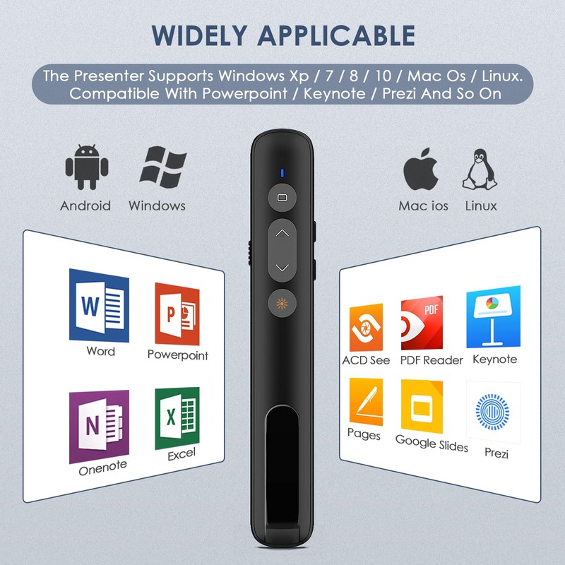 Presentation Clicker for Powerpoint Presentations,VRAJJTY Presenter Remote USB C&USB A