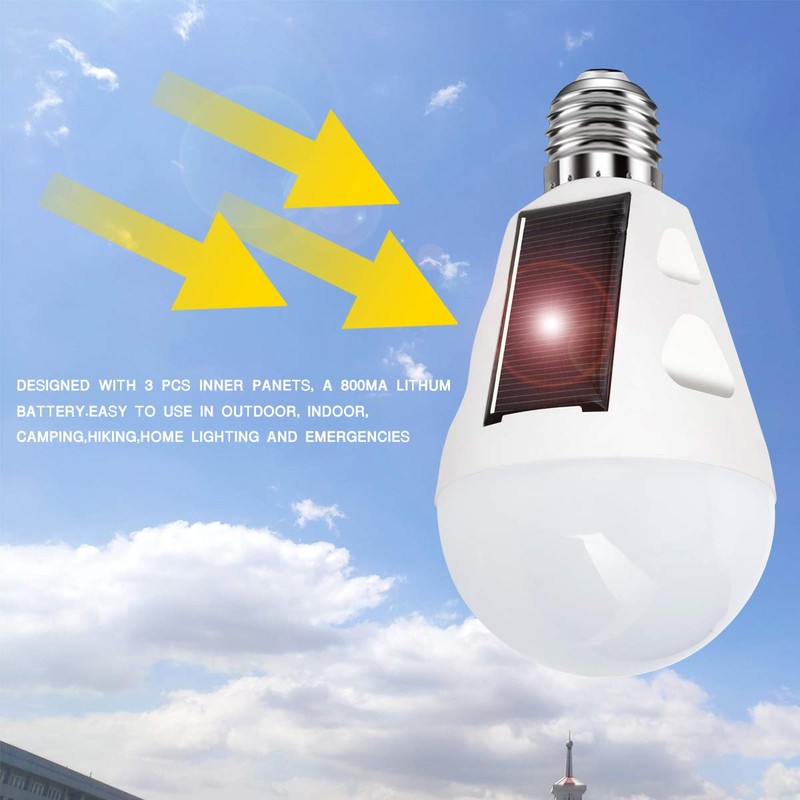 Shinelan 4 Pack LED Solar Emergency Light Bulbs for Home