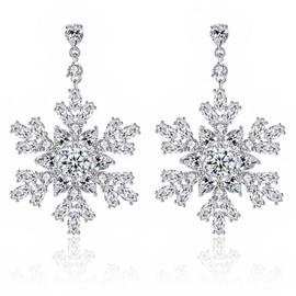 Aksod Snowflake Dangle Earrings Silver Rhinestone Drop Earrings Stud Dainty Christmas Snowflake Earrings Holiday Festive Jewelry for Women (Style B)