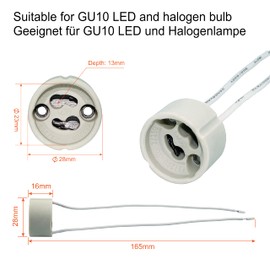EACLL EACLL GU10 Lampenf?e Sockel, Lampenfassung aus Keramik, 10er-Pack, Sparsame und Praktische, mit Hochwertigem Silikonkabel, Anschlie?en Fassungen fr GU10 LED Lampen und Halogen