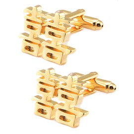 Jonwo Shuangxi Chinese Wedding Tie Pins Cufflinks for Men Silver Gold Cufflinks Tie Clip Wedding Shirt Party Birthday Anniversary Dress, Brass, No Gemstone