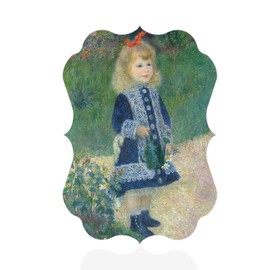 Fastasticdeals Vertical Home Decor Wall Sign Girl with A Watering Can Renoir Artwork Art Picture Frame Benelux Shape 8x12Inches