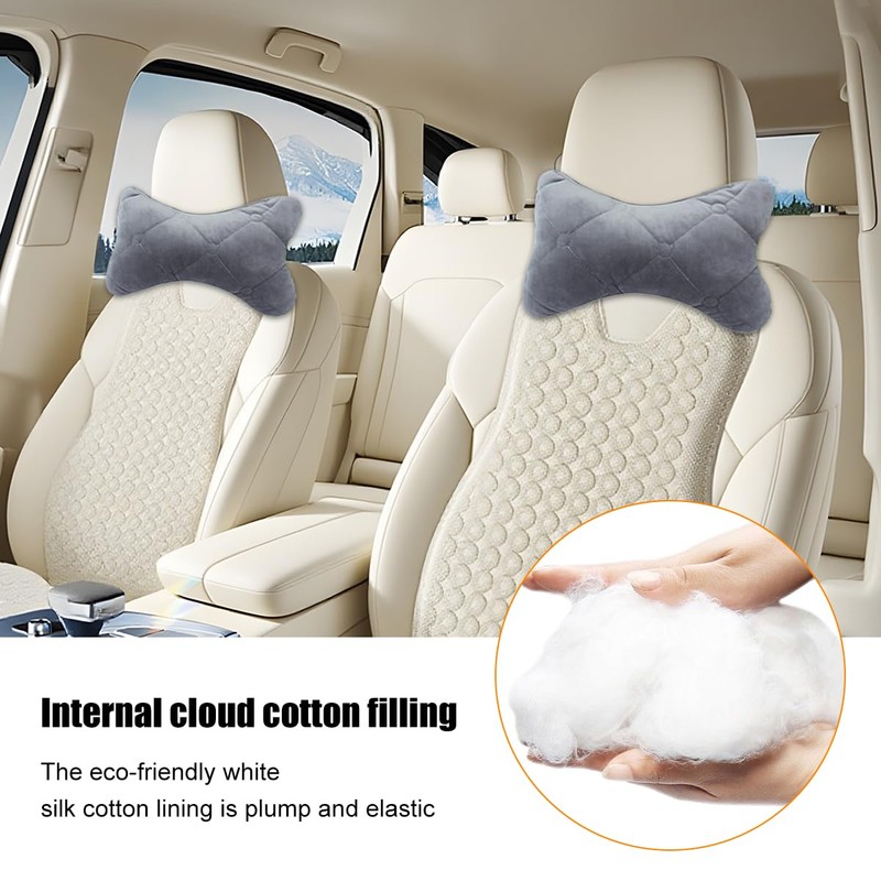 2PCS Car Headrest Pillow, Comfortable Ergonomic Design Vehicle Seat Neck