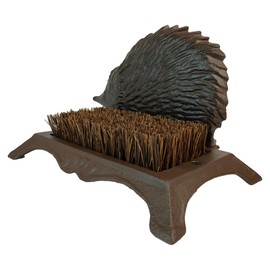 NATUHYZ Outdoor Home Porch Garden Farmhouse All Weather Adorable Simple Fashion Hedgehog Design Rustic Cast Iron Shoe Brush Medium Size for Home Porch Garden Farmhouse All Weathe