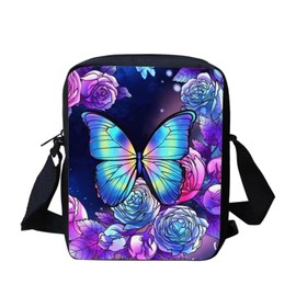 HELLHERO Small Shoulder Bag for Men and Women, for Travel, Shopping, Butterfly Rose, One Size, Butterfly Rose