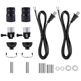 Bonlux Lamp Repair Kit for Table Lamps,Floor Lamp Rewire Kit with 2 Way E26 Lamp Socket and 8FT Lamp Cord,Lamp Replacement Parts Kit for Making a Lamp,Lamp Part Kits for Do It Yourself,Black,2-Pack
