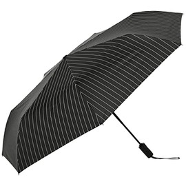 Moonbat DUNAMIS 10686 Folding Umbrella, Striped, Rain Umbrella, Simple, Men's Umbrella, Jump, Black, Rib Length: Approx. 23.6 inches (60 cm), Black