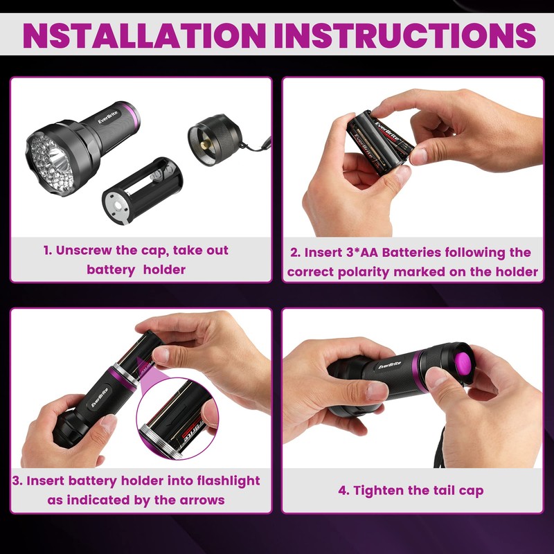 EverBrite LED Flashlight, Multifunctional Flashlight with UV and White Light,