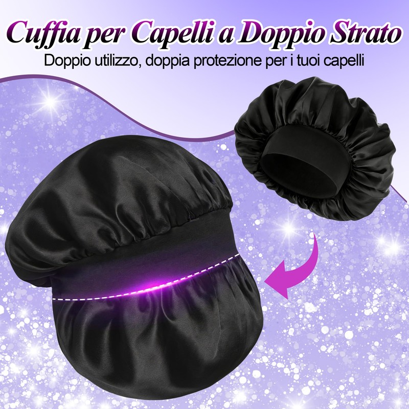 Cuffia Seta Capelli Notte Set di 2 Cuffia Capelli Seta,