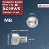 Kozelo 10 Hex Socket Bolts [M8 1.25 x 10mm] 304